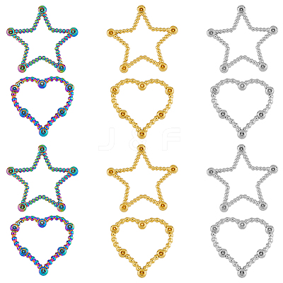 12Pcs 6 Styles Ion Plating(IP) 304 Stainless Steel Linking Ring Rhinestone Settings STAS-FH0002-03-1