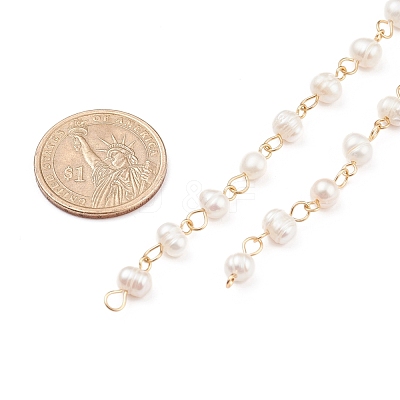 Handmade Natural Freshwater Pearl Beaded Chains AJEW-JB01088-01-1