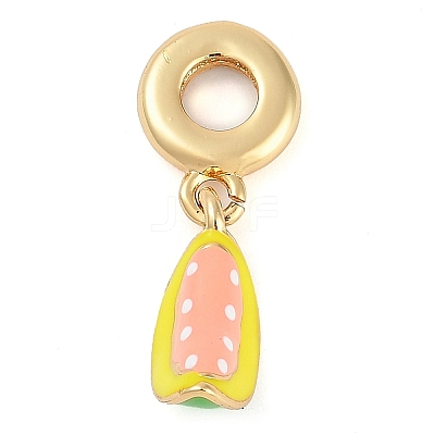 Rack Plating Brass Enamel European Dangle Charms KK-P287-26G-1