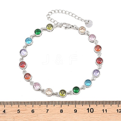 304 Stainless Steel Pave Colorful Cubic Zirconia Tennis Bracelets for Women BJEW-T023-02D-P-1