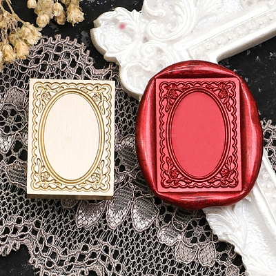 Rectangle Flower Frame Brass Stamp Heads AJEW-M037-04G-03-1