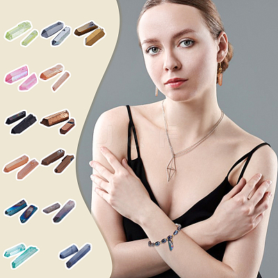 26Pcs 13 Colors Electroplated Natural Quartz Crystal Beads G-NB0005-91-1