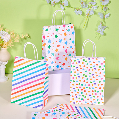 12Pcs 3 Styles Rectangle Paper Gift Bags ABAG-TA0001-84-1