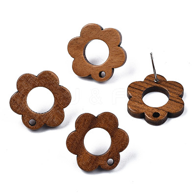 Walnut Wood Stud Earring Findings MAK-N032-016-1