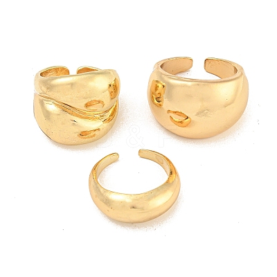 3Pcs Alloy Open Cuff Rings Kit for Women LS-RJEW-K260-04G-1