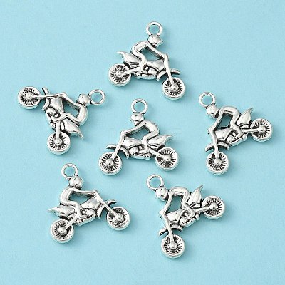 Tibetan Style Alloy Rider Motorcycle Pendants TIBEP-12941-AS-LF-1