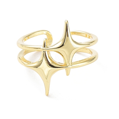 Brass Open Cuff Rings RJEW-D016-02G-1