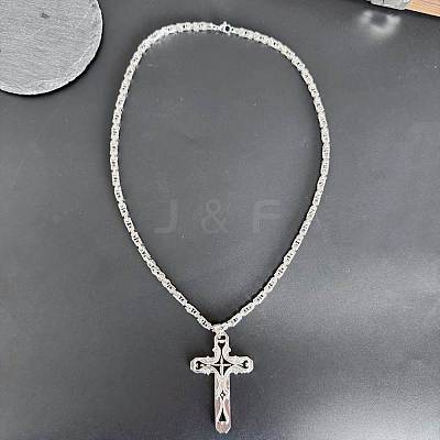 Gothic Style Cross 304 Stainless Steel Pendant Necklaces & Link Bracelets Sets FS-WG287BB-03-1
