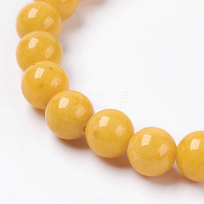 Natural Mashan Jade Beaded Stretch Bracelet BJEW-P207-32-14mm-1