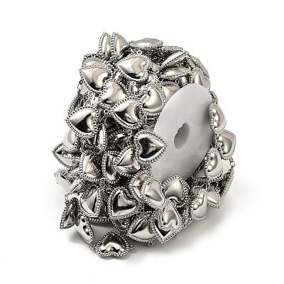 304 Stainless Steel Heart Link Chains CHS-G042-06P-1