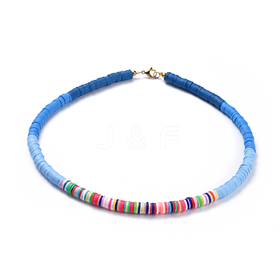 Handmade Polymer Clay Heishi Beaded Necklaces NJEW-JN02449-05-1