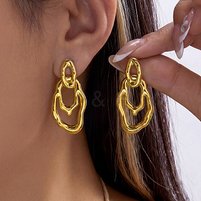 304 Stainless Steel Abstract Melting Liquid Drop Shape Stud Earrings for Women WG8D0B8-02-1