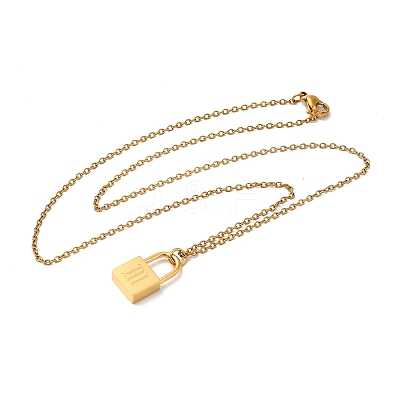 304 Stainless Steel Rolo Chain Pendant Necklaces NJEW-S444-01G-13-1