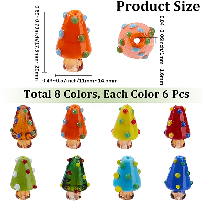 48Pcs 8 Colors Handmade Lampwork Bumpy Beads LAMP-PA0001-52-1