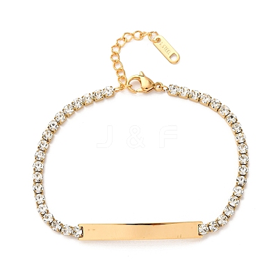 304 Stainless Steel Rhinestone Cup Chain Bracelets BJEW-G753-02G-03-1