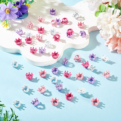 48Pcs 4 Colors Alloy Crown European Beads FIND-TA0010-45-1