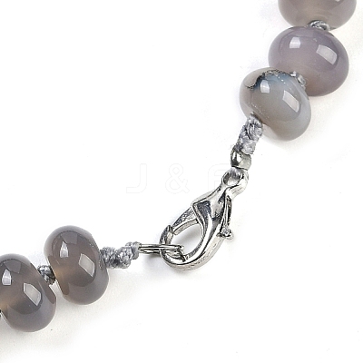Natural Grey Agate Rondelle Graduated Beaded Necklaces for Women Men NJEW-K388-02C-1