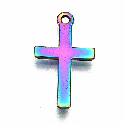 Rainbow Color Alloy Tiny Cross Charms PALLOY-S180-035-RS-1