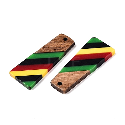 Jamaican Colour Epoxy Resin & Walnut Wood Pendants RESI-N039-122M-1