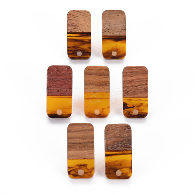 Two Tone Resin & Walnut Wood Stud Earring Findings MAK-N032-029-1
