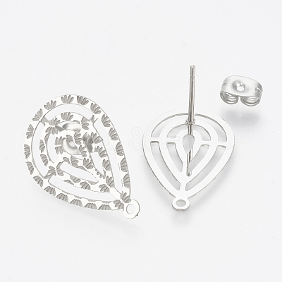 Non-Tarnish 304 Stainless Steel Stud Earring Findings STAS-S079-40B-1