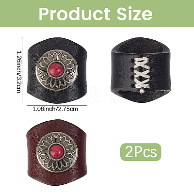 2Pcs 2 Colors Leather & Alloy & Synthetic Turquoise Scarf Clips AJEW-CL0005-24B-1
