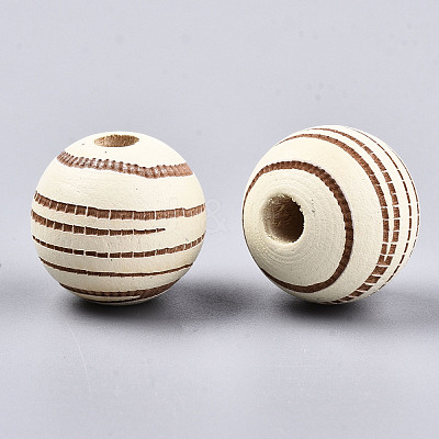 Painted Natural Wood Beads WOOD-T021-54B-12-1