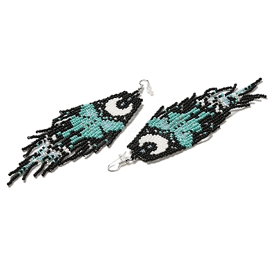Bohemia Woven Glass Seed Bead Dangle Earrings EJEW-A046-02C-1