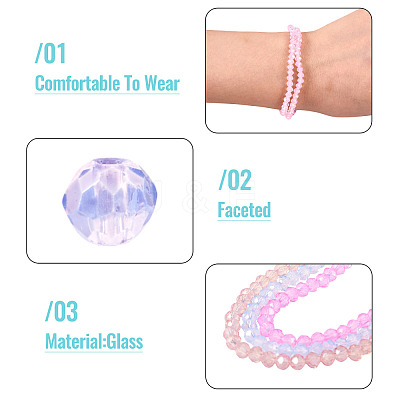 9 Strands 9 Colors Baking Paint Transparent Glass Beads Strands DGLA-TA0001-38-1