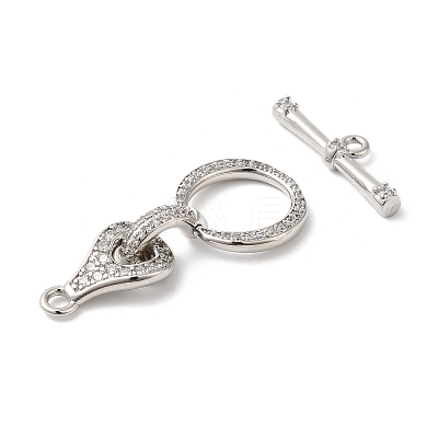 Brass Micro Pave Clear Cubic Zirconia Toggle Clasps KK-P234-72P-1
