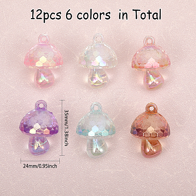 12pcs 6 colors Bubble Style Transparent Acrylic Pendants TACR-CA0001-24-1