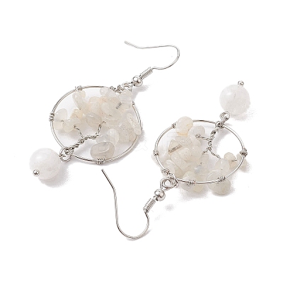 Natural Gemstone Dangle Earrings EJEW-JE05747-1