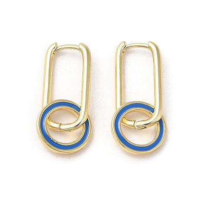 Golden Brass Ring Dangle Hoop Earrings EJEW-L268-022G-02-1