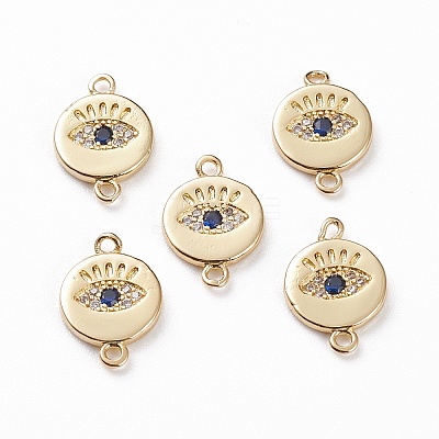 Brass Micro Pave Clear & Royal Blue Cubic Zirconia Links Connectors LS-KK-C100-40G-1