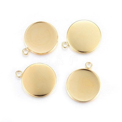 Rack Plating 304 Stainless Steel Pendant Cabochon Settings STAS-F191-14G-F-1