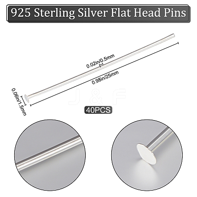 925 Sterling Silver Flat Head Pins STER-BBC0002-14A-1