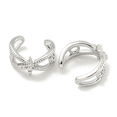 Brass Micro Pave Cubic Zirconia Cuff Earrings EJEW-C104-023P-1