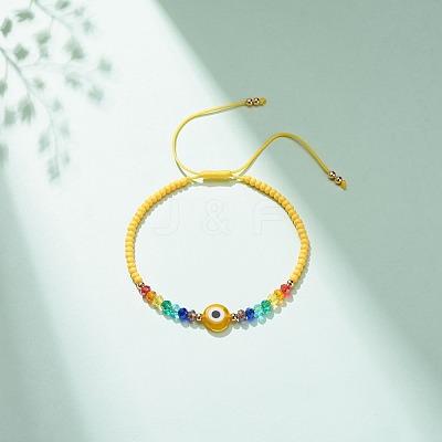 Lampwork Evil Eye & Glass Beaded Bracelet BJEW-JB08367-02-1
