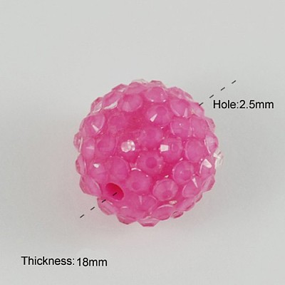 Transparent Style Chunky Round Resin Rhinestone Bubblegum Ball Beads X-RESI-S259-20mm-ST7-1