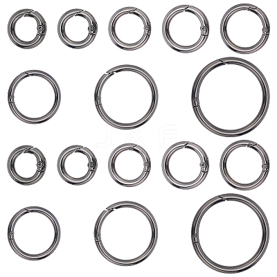 16Pcs 8 Styles Alloy Spring Gate Rings FIND-PH0007-80B-1