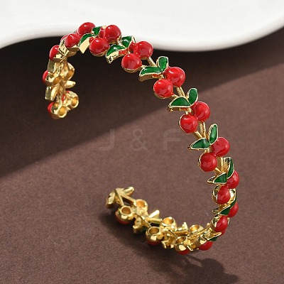 Brass Enamel Cuff Bracelets BJEW-L703-02A-G-1