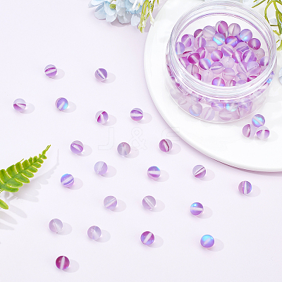 DIY Synthetic Moonstone Beads Stretch Bracelet Making Kits DIY-SC0012-84D-1