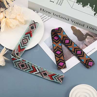 2pcs 2 style Jute Braided & Plastic Hat Belt Sets FIND-CA0008-49-1