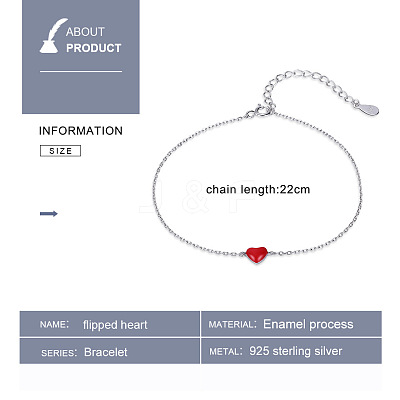Rhodium Plated 925 Sterling Silver Enamel Cable Chains Bracelets BJEW-FF0008-002P-1