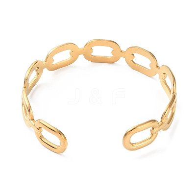 304 Stainless Steel Hollow Oval Cuff Bangles BJEW-F457-23G-1