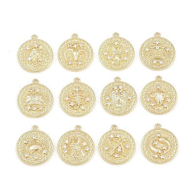Brass Micro Pave Clear Cubic Zirconia Pendants CU-CBA764E-04-G-1