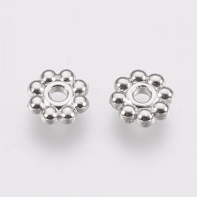 Alloy Daisy Spacer Beads TIBEB-S039-064P-RS-1