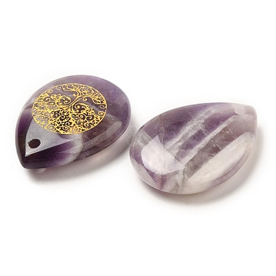 Natural Amethyst Drop Pendants G-C158-01L-1