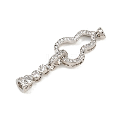 Brass Micro Pave Clear Cubic Zirconia Fold Over Clasps KK-U059-58P-1