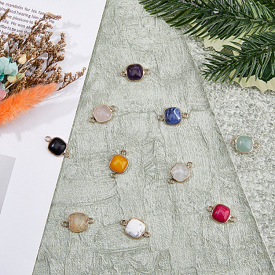 10Pcs 10 Styles Mixed Gemstone Connector Charms G-FH0002-16-1